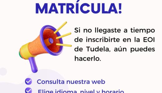 Escuela Oficial De Idiomas De Tudela. Plazo Extraordinario De Matrícula.