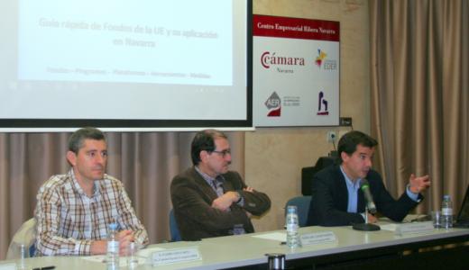 Eusebio Sáez(Pte.Comisión Ejecutiva EDER), Abel Casado (Gerente EDER) y Mikel Irujo (delegado del Gobierno en Bruselas)