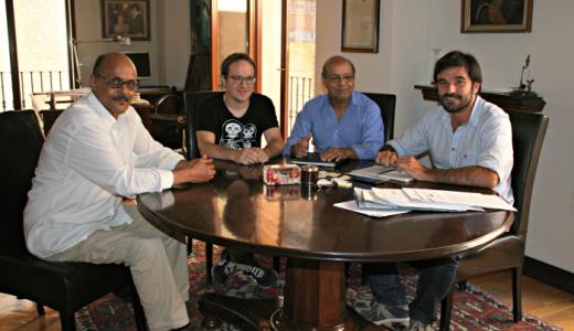 Mohamed Gailani (Subdelegado de la RAD en Navarra ) Iñigo Mateo, Badadi Benamar (Delegado de la RAD en Navarra)  y el Alcalde de Tudela Eneko Larrarte.